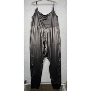 Wild Fable Bodysuit Womens 4X Black Strappy Jumpsuit Shiny Stretch Spaghetti NEW